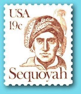 Sequoyah Commemorative Stamp. Click for full size. Sequoyah Commemorative Stamp image. Click for full size.