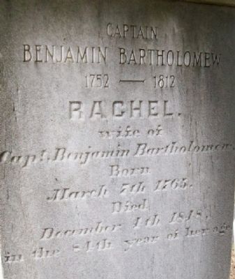 Benj & Rachel Bartholomew Grave Marker. Click for full size. Benj & Rachel Bartholomew Grave Marker image. Click for full size.