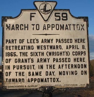 March to Appomattox Marker. Click for full size. March to Appomattox Marker image. Click for full size.