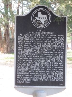 Site of C.W. Morris Cotton Gin Marker image. Click for full size.