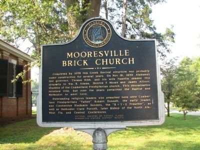 Mooresville Brick Church Marker (side 1) image. Click for full size.