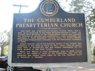The Cumberland Presbyterian Church Marker (side 2) image. Click for full size.