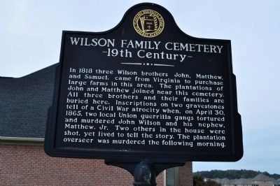 Wilson Family Cemetery 19th Century Marker - Side A image. Click for full size.