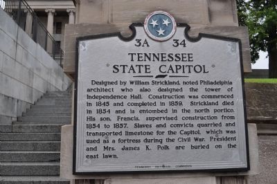 Tennessee State Capitol Marker. Click for full size. Tennessee State Capitol Marker image. Click for full size.