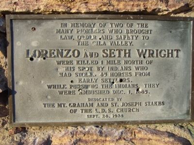 In Memory of Lorenzo and Seth Wright Marker. Click for full size. In Memory of Lorenzo and Seth Wright Marker image. Click for full size.