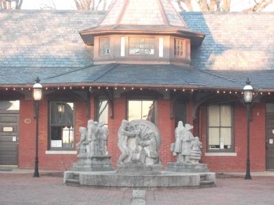 Historic Depot and Granite Statues Depicting Railroad Scenes. Click for full size. Historic Depot and Granite Statues Depicting Railroad Scenes image. Click for full size.