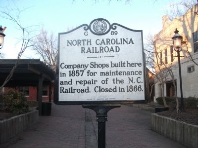 North Carolina Railroad Marker at the Historic Depot. Click for full size. North Carolina Railroad Marker at the Historic Depot image. Click for full size.