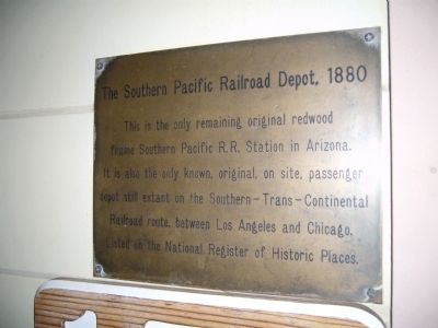 The Southern Pacific Railroad Depot, 1880 Marker image. Click for full size.