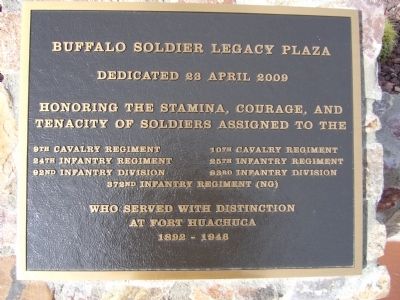 Buffalo Soldier Legacy Plaza Marker. Click for full size. Buffalo Soldier Legacy Plaza Marker image. Click for full size.