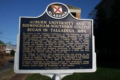 Auburn University And Birmingham-Southern College Began In Talladega, 1854 Marker image. Click for full size.
