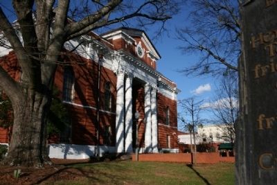 Battle Of Talladega Marker located near the southwest corner of the Talladega Courthouse. Click for full size. Battle Of Talladega Marker located near the southwest corner of the Talladega Courthouse image. Click for full size.