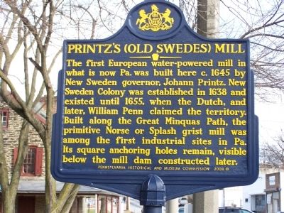 Printz's (Old Swedes) Mill Marker image. Click for full size.