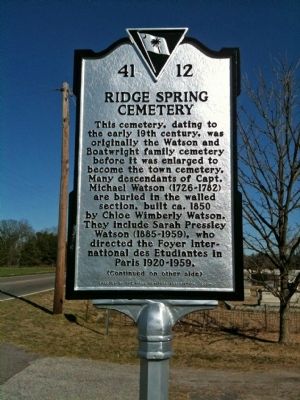 Ridge Spring Cemetery / W.H. Scarborough Marker (front) image. Click for full size.