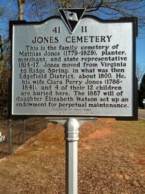 Jones Cemetery / General James Jones Marker (front) image. Click for full size.