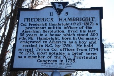 Frederick Hambright Marker. Click for full size. Frederick Hambright Marker image. Click for full size.