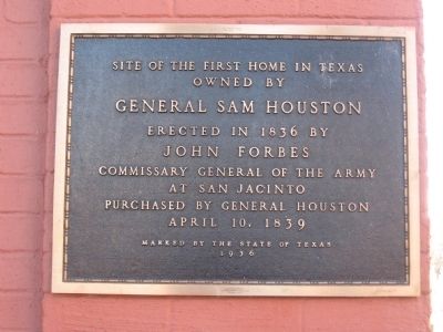 Site of the first home in Texas owned by General Sam Houston image. Click for full size.