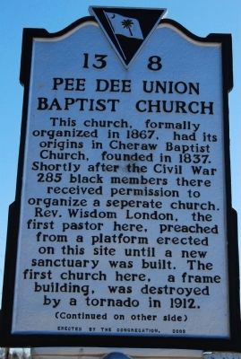 Pee Dee Union Baptist Church Marker image. Click for full size.