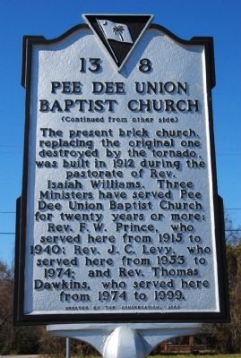 Pee Dee Union Baptist Church Marker image. Click for full size.