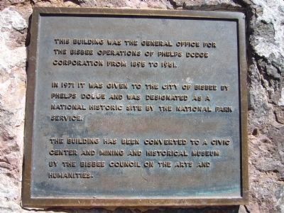 Phelps Dodge General Office Building Marker. Click for full size. Phelps Dodge General Office Building Marker image. Click for full size.