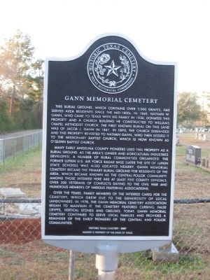 Gann Memorial Cemetery Marker. Click for full size. Gann Memorial Cemetery Marker image. Click for full size.
