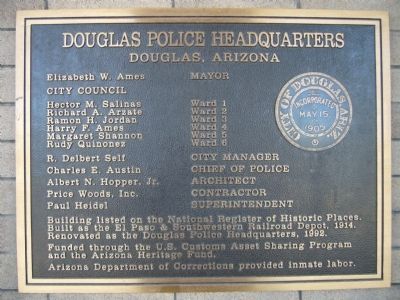 Douglas Police Headquarters Marker. Click for full size. Douglas Police Headquarters Marker image. Click for full size.