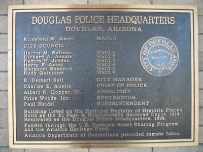 Douglas Police Headquarters Marker image. Click for full size.