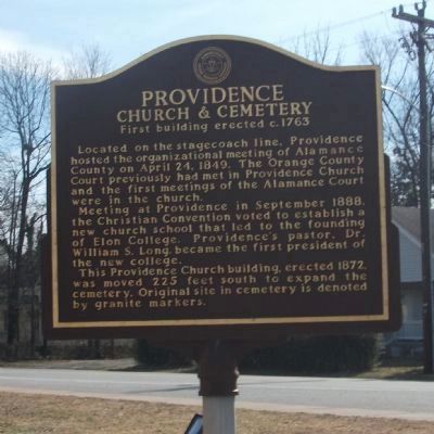 Providence Church & Cemetery Marker - Side B image. Click for full size.