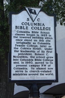 Columbia Bible College Marker image. Click for full size.