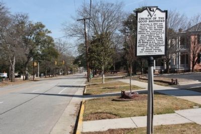 Church of the Good Shepard Marker, looking east along Blanding Street image. Click for full size.
