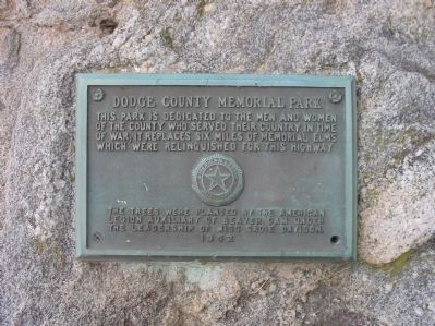 Dodge County Memorial Park Marker. Click for full size. Dodge County Memorial Park Marker image. Click for full size.