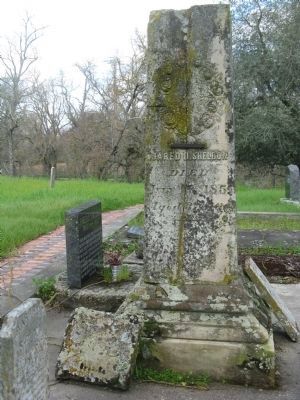 Jared D. Sheldon Marker, Millstone and Obelisk Marking His Grave image. Click for full size.