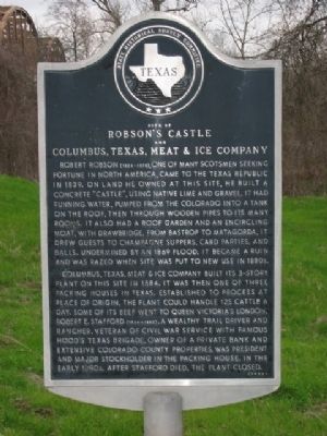 Robson's Castle and Columbus, Texas, Meat and Ice Company Marker image. Click for full size.