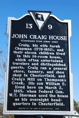 John Craig House Marker. Click for full size. John Craig House Marker image. Click for full size.