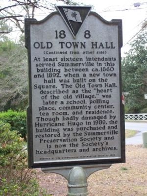 The Old Town Hall Marker, reverse side image. Click for full size.