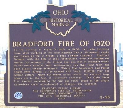 Bradford Fire of 1920 Marker image. Click for full size.