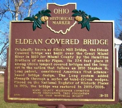 Eldean Covered Bridge Marker. Click for full size. Eldean Covered Bridge Marker image. Click for full size.