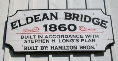 Eldean Covered Bridge Sign on West End. Click for full size. Eldean Covered Bridge Sign on West End image. Click for full size.