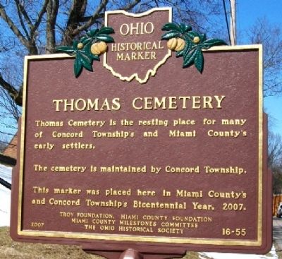 Thomas Cemetery Marker (Side A). Click for full size. Thomas Cemetery Marker (Side A) image. Click for full size.