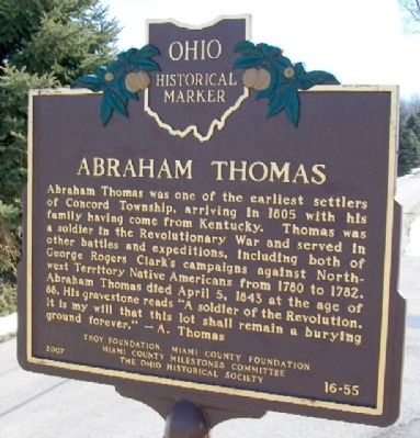 Abraham Thomas Marker (Side B). Click for full size. Abraham Thomas Marker (Side B) image. Click for full size.