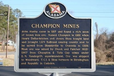 Champion Mines Marker. Click for full size. Champion Mines Marker image. Click for full size.