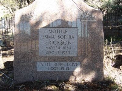 Emma Erickson Grave Site. Click for full size. Emma Erickson Grave Site image. Click for full size.