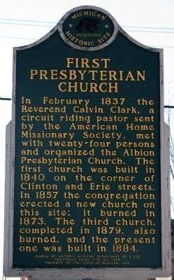 First Presbyterian Church Marker (Front). Click for full size. First Presbyterian Church Marker (Front) image. Click for full size.