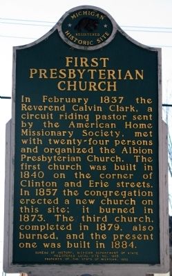 First Presbyterian Church Marker (Front) image. Click for full size.