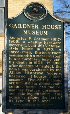 Gardner House Museum Marker. Click for full size. Gardner House Museum Marker image. Click for full size.