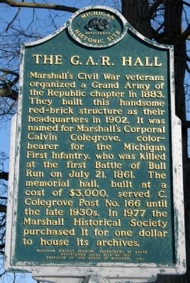 Grand Army of the Republic / The G.A.R. Hall Marker image. Click for full size.