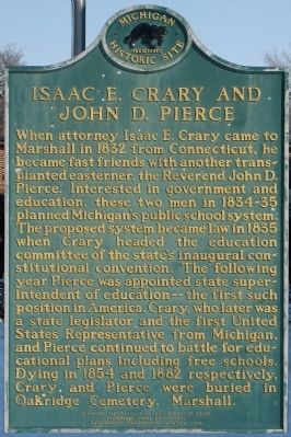 Isaac E. Crary and John D. Pierce / State School System Marker image. Click for full size.