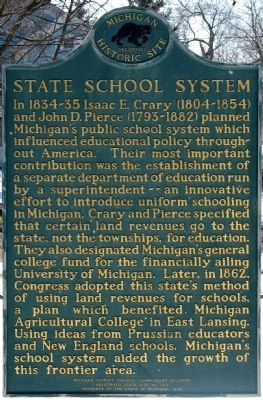 Isaac E. Crary and John D. Pierce / State School System Marker image. Click for full size.