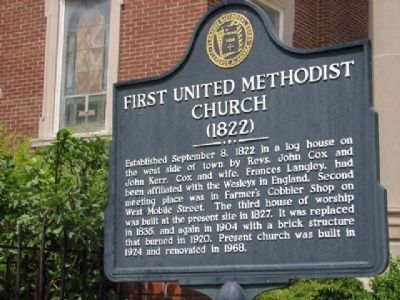 First United Methodist Church 1822 Marker image. Click for full size.