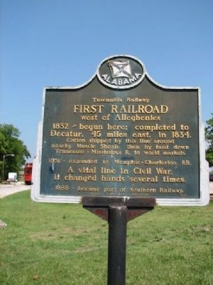 Tuscumbia Railway First Railroad west of alleghenies Marker. Click for full size. Tuscumbia Railway First Railroad west of alleghenies Marker image. Click for full size.