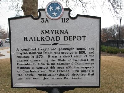 Smyrna Railroad Depot Marker image. Click for full size.